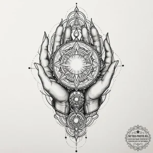 Tattoo sketch a medieval gauntlet holding a g... - эскиз тату (№1752597409_0, 15.07.2025 16:36) — tattoo-photo.ru