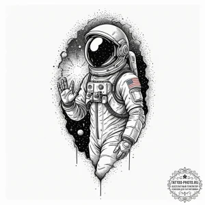An astronaut discovering an alien artifact, a... - эскиз тату (№1752597578_0, 15.07.2025 16:39) — tattoo-photo.ru