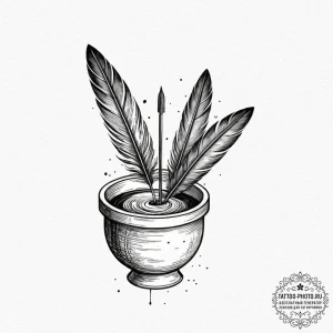 Tattoo design a minimalist feather quill and... - эскиз тату (№1752597745_0, 15.07.2025 16:42) — tattoo-photo.ru