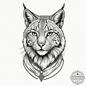 Lynx, tattoo drawing outline, on a clean whit... - эскиз тату (№1752598084_0, 15.07.2025 16:48) — tattoo-photo.ru