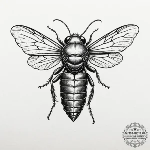 Tattoo sketch a cicada's empty shell, rendere... - эскиз тату (№1752598781_0, 15.07.2025 16:59) — tattoo-photo.ru