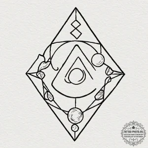 A linework tattoo of the four elemental stone... - эскиз тату (№1752598952_0, 15.07.2025 17:02) — tattoo-photo.ru