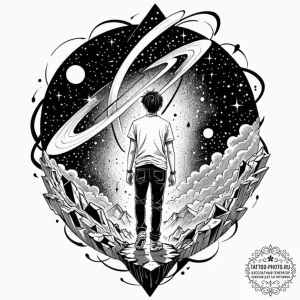 Tattoo sketch a person standing on the edge o... - эскиз тату (№1752599273_0, 15.07.2025 17:07) — tattoo-photo.ru