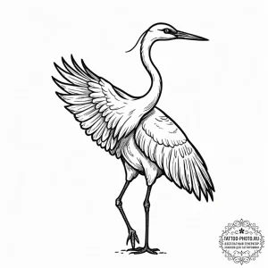 Crane, tattoo flash sheet design, clean lines... - эскиз тату (№1752599974_0, 15.07.2025 17:19) — tattoo-photo.ru