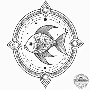 Tattoo design pisces fish with the "moon" tar... - эскиз тату (№1752600058_0, 15.07.2025 17:20) — tattoo-photo.ru