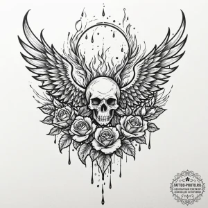 Tattoo sketch a phoenix rising not from a fir... - эскиз тату (№1752609533_0, 15.07.2025 19:58) — tattoo-photo.ru