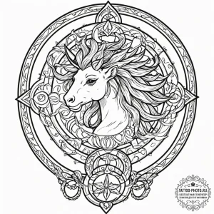 Tattoo sketch a zodiac glyph with a small, el... - эскиз тату (№1752610080_0, 15.07.2025 20:08) — tattoo-photo.ru