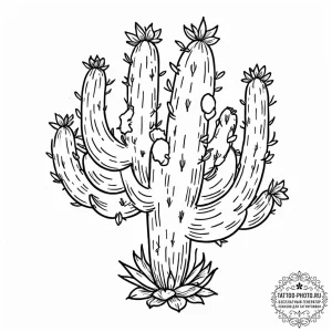 Tattoo sketch a desert cactus, thriving in ha... - эскиз тату (№1752610817_0, 15.07.2025 20:20) — tattoo-photo.ru