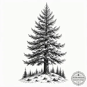 Tattoo sketch a majestic pine tree, standing... - эскиз тату (№1752611238_0, 15.07.2025 20:27) — tattoo-photo.ru