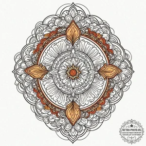 Tattoo design a complex, symmetrical pattern... - эскиз тату (№1752611406_0, 15.07.2025 20:30) — tattoo-photo.ru