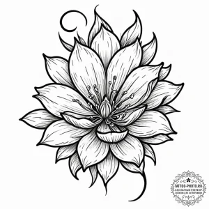 Tattoo sketch a blooming flower bud and a ful... - эскиз тату (№1752612751_0, 15.07.2025 20:52) — tattoo-photo.ru