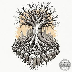 Tattoo design a single, powerful root breakin... - эскиз тату (№1752612834_0, 15.07.2025 20:53) — tattoo-photo.ru
