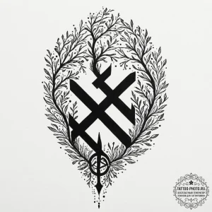 58. tattoo sketch: "mir" rune subtly incorpor... - эскиз тату (№1752612919_0, 15.07.2025 20:55) — tattoo-photo.ru