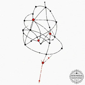 Constellation, tattoo line art, black and red... - эскиз тату (№1752613675_0, 15.07.2025 21:07) — tattoo-photo.ru