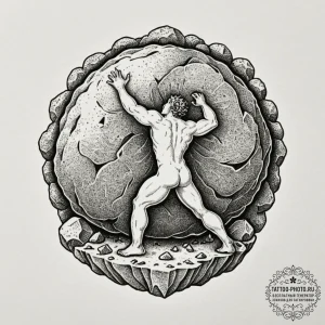 Sisyphus pushing the boulder, tattoo sketch d... - эскиз тату (№1752613929_0, 15.07.2025 21:12) — tattoo-photo.ru