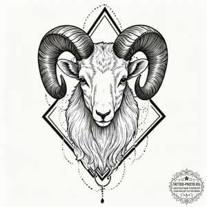 Tattoo sketch an aries ram's head, half reali... - эскиз тату (№1752614768_0, 15.07.2025 21:26) — tattoo-photo.ru