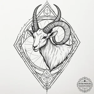 Tattoo design a capricorn goat-fish, half bla... - эскиз тату (№1752614936_0, 15.07.2025 21:28) — tattoo-photo.ru