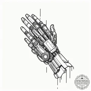 Johnny silverhand's robotic arm from cyberpun... - эскиз тату (№1752615020_0, 15.07.2025 21:30) — tattoo-photo.ru