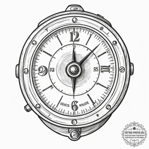 A close-up of a vintage radio dial., tattoo d... - эскиз тату (№1752615606_0, 15.07.2025 21:40) — tattoo-photo.ru