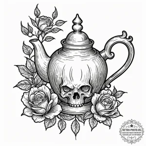 Teapot, tattoo drawing outline, detailed cros... - эскиз тату (№1752616527_0, 15.07.2025 21:55) — tattoo-photo.ru