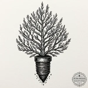 Tattoo sketch a strong, unyielding redwood se... - эскиз тату (№1752617277_0, 15.07.2025 22:07) — tattoo-photo.ru
