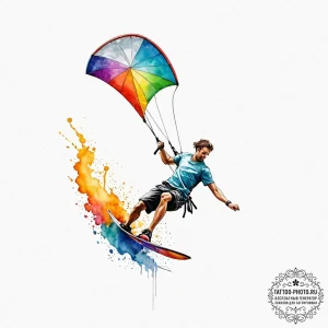 A shot of a kite surfing competition., tattoo... - эскиз тату (№1752617362_0, 15.07.2025 22:09) — tattoo-photo.ru