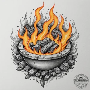 Tattoo sketch: a scene of svarog's forge, wit... - эскиз тату (№1752617864_0, 15.07.2025 22:17) — tattoo-photo.ru
