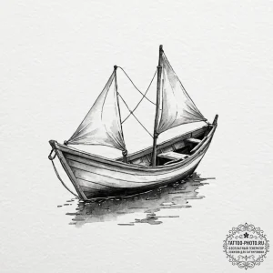 A watercolor sketch of the paper boat from ro... - эскиз тату (№1752618029_0, 15.07.2025 22:20) — tattoo-photo.ru