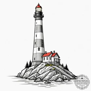 Tattoo sketch a lighthouse, solitary but stro... - эскиз тату (№1752618533_0, 15.07.2025 22:28) — tattoo-photo.ru