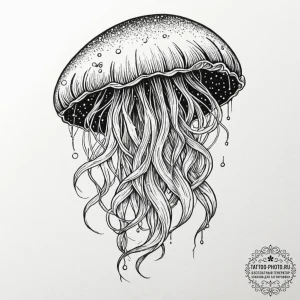 Jellyfish with tentacles made of cosmic nebul... - эскиз тату (№1752618699_0, 15.07.2025 22:31) — tattoo-photo.ru