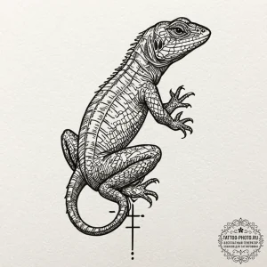 Lizard, tattoo sketch design, detailed cross-... - эскиз тату (№1752618948_0, 15.07.2025 22:35) — tattoo-photo.ru