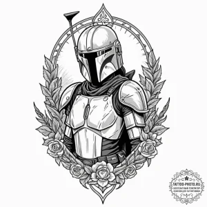 Chicano style tattoo of a female mandalorian... - эскиз тату (№1752619617_0, 15.07.2025 22:46) — tattoo-photo.ru