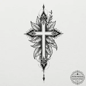 Tattoo design a single, delicate leaf with a... - эскиз тату (№1752620864_0, 15.07.2025 23:07) — tattoo-photo.ru
