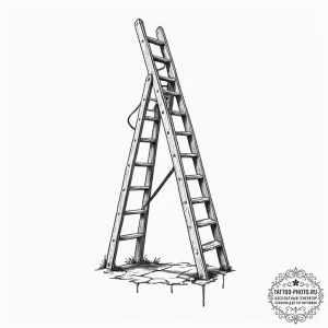 Ladder, concept art for tattoo, on a clean wh... - эскиз тату (№1752621031_0, 15.07.2025 23:10) — tattoo-photo.ru