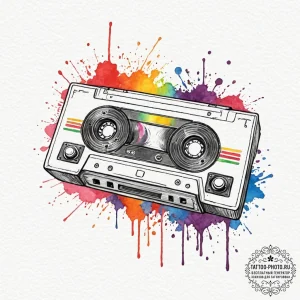 Tattoo sketch a vhs tape of an old console ga... - эскиз тату (№1752621365_0, 15.07.2025 23:16) — tattoo-photo.ru