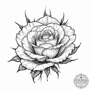Tattoo sketch a single, delicate rosebud, sof... - эскиз тату (№1752622533_0, 15.07.2025 23:35) — tattoo-photo.ru