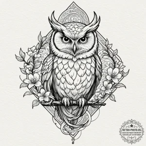 Neo-traditional tattoo design of the owl from... - эскиз тату (№1752622702_0, 15.07.2025 23:38) — tattoo-photo.ru