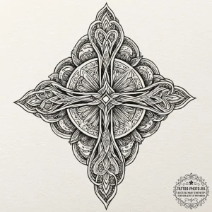 Tattoo sketch a complex, interwoven pattern t... - эскиз тату (№1752623285_0, 15.07.2025 23:48) — tattoo-photo.ru