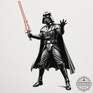 Graphic novel art of darth vader in a dynamic... - эскиз тату (№1752623368_0, 15.07.2025 23:49) — tattoo-photo.ru