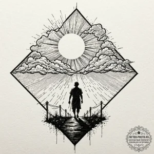 Tattoo sketch a human silhouette walking on a... - эскиз тату (№1752623785_0, 15.07.2025 23:56) — tattoo-photo.ru