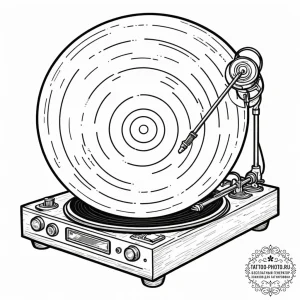 Vinyl record on a turntable, concept art for... - эскиз тату (№1752624286_0, 16.07.2025 00:04) — tattoo-photo.ru