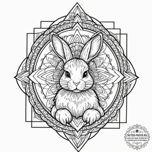 Rabbit, ink illustration for tattoo, bold out... - эскиз тату (№1752625204_0, 16.07.2025 00:20) — tattoo-photo.ru