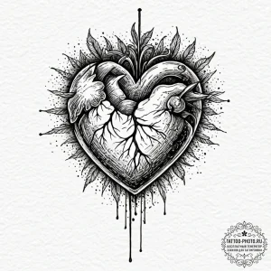 Tattoo design a hand drawing a heart on a mis... - эскиз тату (№1752626945_0, 16.07.2025 00:49) — tattoo-photo.ru