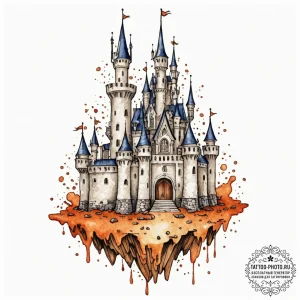Floating castle, tattoo flash sheet design, w... - эскиз тату (№1752628033_0, 16.07.2025 01:07) — tattoo-photo.ru