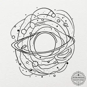 Tattoo design a planet with rings that are ac... - эскиз тату (№1752628702_0, 16.07.2025 01:18) — tattoo-photo.ru