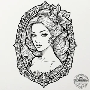 A linework tattoo of the mendl's courtesan au... - эскиз тату (№1752628786_0, 16.07.2025 01:19) — tattoo-photo.ru