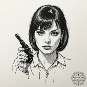 A sketch of the gimp from pulp fiction, unset... - эскиз тату (№1752629038_0, 16.07.2025 01:23) — tattoo-photo.ru