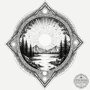 Tattoo sketch a glowing portal frame opening... - эскиз тату (№1752629124_0, 16.07.2025 01:25) — tattoo-photo.ru