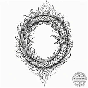 Tattoo design a phoenix feather burning at bo... - эскиз тату (№1752629626_0, 16.07.2025 01:33) — tattoo-photo.ru