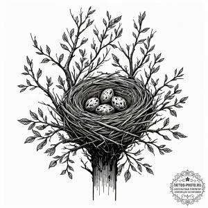 Tattoo design a tree branch with two birds' n... - эскиз тату (№1752629876_0, 16.07.2025 01:37) — tattoo-photo.ru